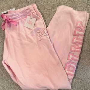 LoveShackFancy PINK Sweatpants with Bow Detail